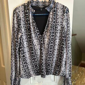 Express Snakeskin Print Blouse w/long sleeves and V-neck Size M